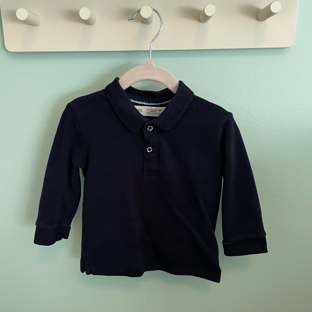 Zara Long Sleeve Navy Polo